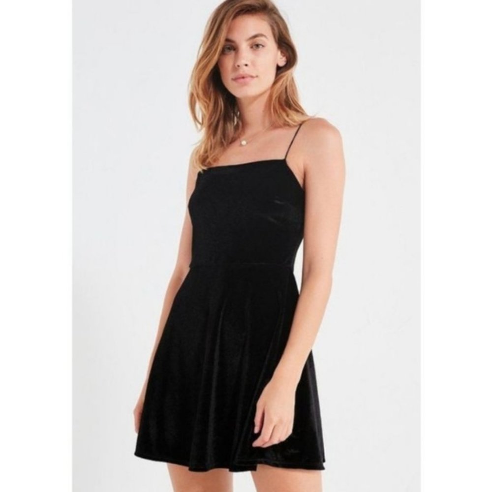 Urban Outfitters Black Velvet Mini Dress